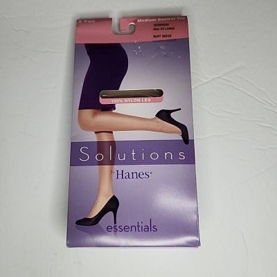 Solutions By Hanes Pantyhose Buff Beige Medium Control Top  XX Large 2 Pair