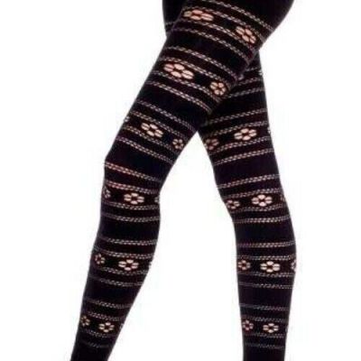 Flower & Stripe Net Women Leggings Black Hosiery Footless Music Legs Fashion New