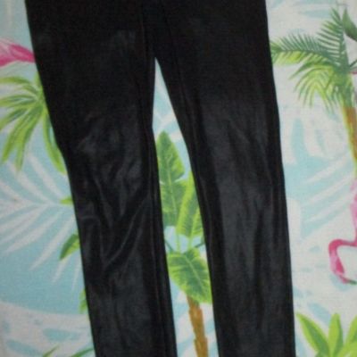 SPANX BLACK FAUX LEATHER LEGGINGS SIZE LARGE