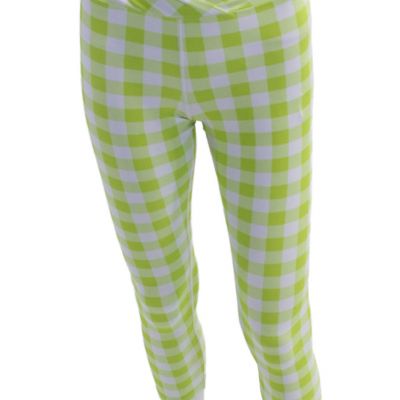 Year Of Ours Womens Plaid Pull On Leggings Lime Green White Size Extra Small