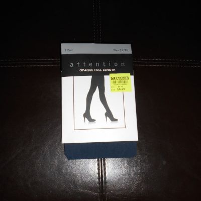 Attention Black Opaque Full Length Tights 1 Pair Size 1X/2X