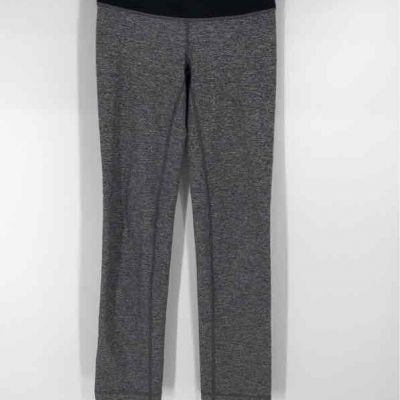 Lululemon Womens Gray Black Heather Stretch High Waisted Ankle Leggings Size 24