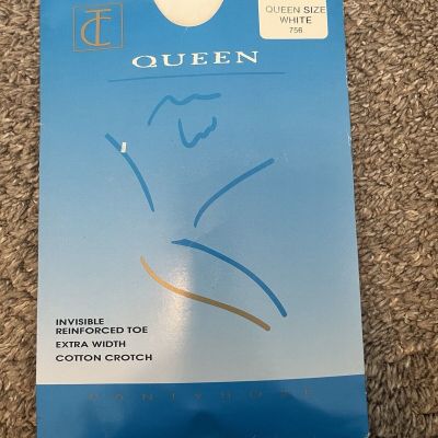 Queen White Pantyhose 756 by Topco - Queen size White color - New