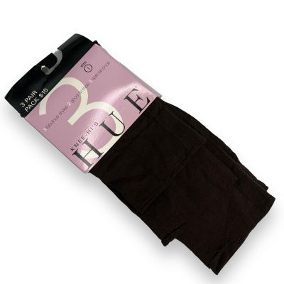 Hue 3 Pair Pack Opaque Patterned Knee Hi Size 1 Espresso Brown