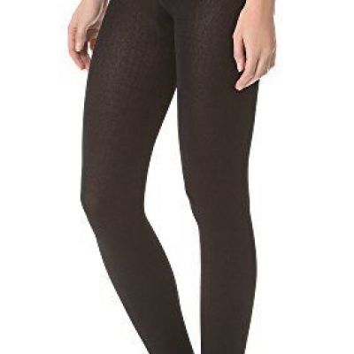 Plush Women's Fleece Lined Tights Large Black