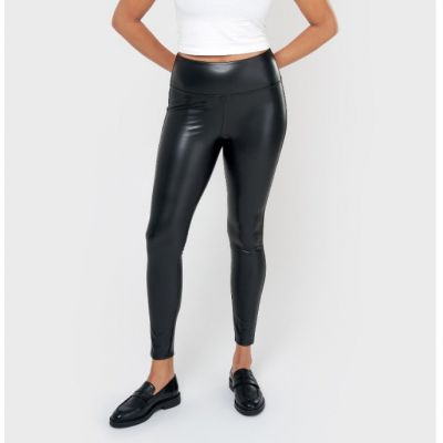 Seven7 High-Rise Faux Leather Pull-On Legging Black Women's Plus Size XXL