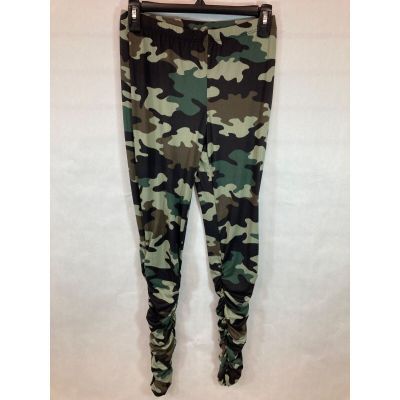 Women's Straight Legged Camo Gathered Ankle Length Fashion Leggings