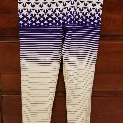 Lularoe Leggings OS, AMERICANA STARS STRIPES WHITE (CREAM) BLUE OMBRE  *NWT*