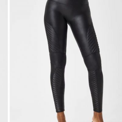 Womens Spanx Faux Leather Moto Leggings NWT $110.00 BLACK Size 1X