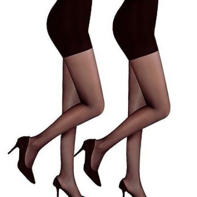 Black Sheer Tights for Women, 30D Control Top Pantyhose X-Large 2 Pack Black