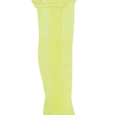 NWT Versace Runway Yellow Lace Thigh High Stretch Sheer Stockings Socks S $450