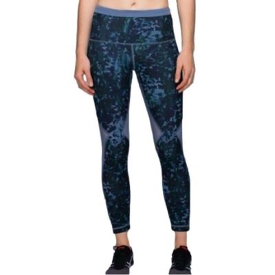 Lululemon Running in the City 7/8 Blue Pattern Athletic Workout Leggings Size 10