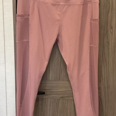 Embrace Your Love Womens Pink See Thru Side Leggings Size L