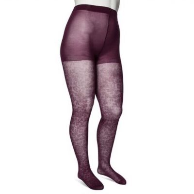 New Burlesque Pinup Preppy AVA & VIV Burgundy Floral Fashion Tights 1x