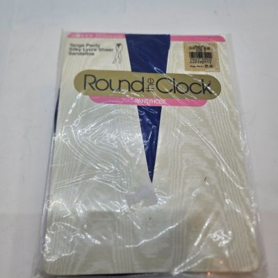 Vtg Round the Clock Pantyhose Tanga  Silky Lycra Sheer Electric Blue 61 Size A