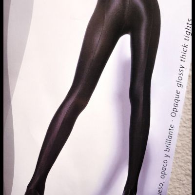 GLOSSY Wet-Look CECILIA deRafael NYLON Spandex TIGHTS Opaque SHINY Pantyhose ~XL