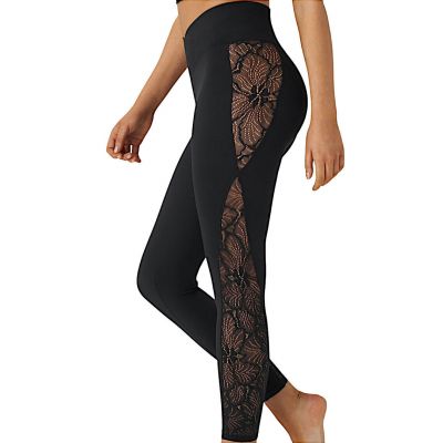 Halara Softlyzero Black Crossover Contrast Lace Yoga Leggings Size XL NWT