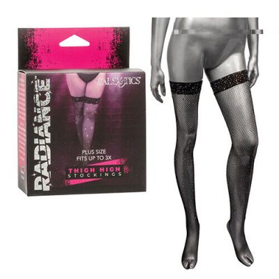 Radiance Thigh High Stockings - Black Plus Size