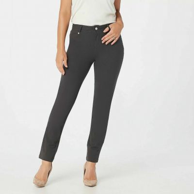 New Women with Control XLP Petite Knit Fly Front Jeggings Graphite QVC 2527