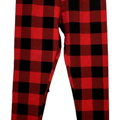 NO BOUNDARIES STRETCH COTTON RED/BLACK BUFFALO PLAID ANKLE LEGGING Sz. Jr. M*