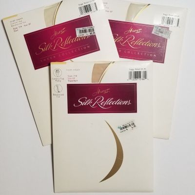 Lot of 3 Hanes 718 Size EF (large) Pearl/Buff Silk Reflections Sheer Control Top