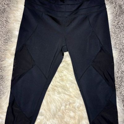 Athleta Leggings Womens Large Black Polyester Sheer Cut Outs Athleisure Training