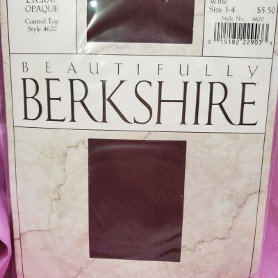 Vintage Berkshire WINE  Size 3-4 Tall Nylon Opaque CT Pantyhose Tights Sissy