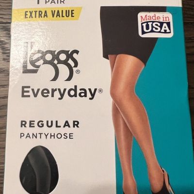 L'eggs Leggs Women's Jet Black Sheer Toe 4-Pr Regular Pantyhose Size Q/Large