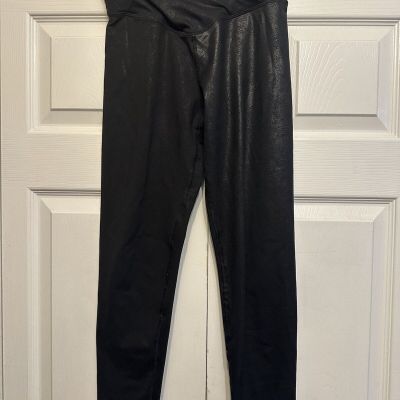 Offline By Aerie High Rise Leggings Medium Black Shine Sheen EUC