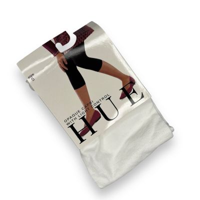 HUE Opaque Capri Leggings with Light Control Top White Size 5- 1 Pair