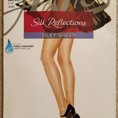 Hanes Silk Reflections Contrl Top Barely Black Q00718 Pantyhose Size CD (sealed)