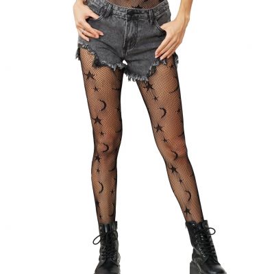 Star Tights Moon Tights Sexy High Waist Fishnet Tights - Premium Women's Stre...