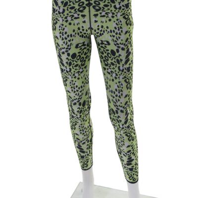 Ultracor Womens Animal Print High Rise Leggings Lime Green Black Size Medium