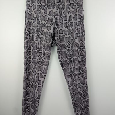 Onzie Women's Leggings M Grey White Snake Print Yoga Activewear Workout Animal