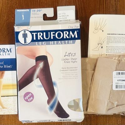 Truform Women's Stockings Knee High Sheer Open Toe: 15-20 mmHg M NUDE (1772ND-M)