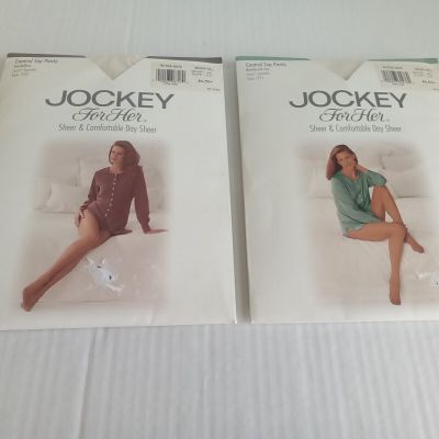 2 Pairs Jockey For Her Medium Tall Antique White Pantyhose Control Top Panty USA