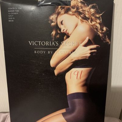 victorias secret pantyhose Black Size B Control Top Sheer Toe Discontinued Rare