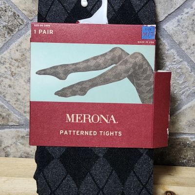 NWT Merona Patterned Diamond  Tights Size M/T One Pair Black Gray