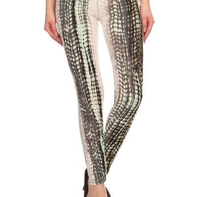 Snake Scales Printed, High Waisted Leggings In Fitted Style With Elastic Waistba