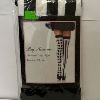 Harlequin Thigh Highs Leg Avenue New In Package Black & White Sz. 90-165 Pounds