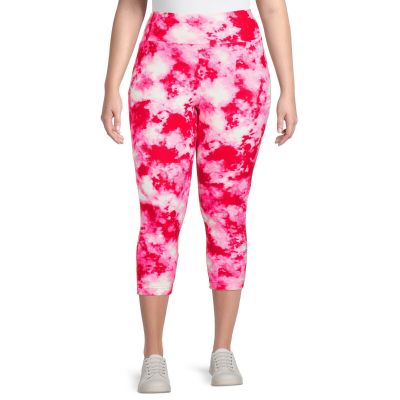 Capri Leggings High Rise Terra & Sky Women's Plus Size 2X, 3X Pink Tie Dye