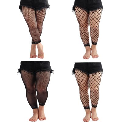 4 Pack Plus Size Fishnet Stockings Sheer Tights for Women Ultra Thin High Wai...