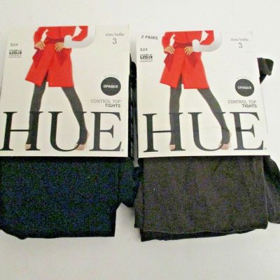 Hue tights Ultimate opaque control top 2 pair ~Size 3~ espresso/black 40 Denier