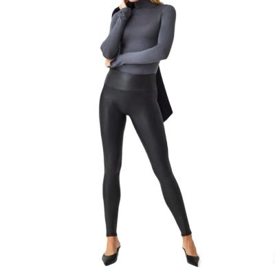 Women’s MEDIUM Spanx Faux Leather Leggings Style 2437 Shape Sculpt Smooth