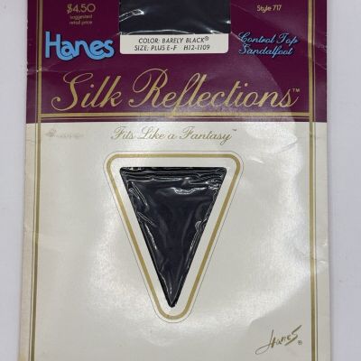 Hanes Silk Reflections Pantyhose Silky Sheer Control Top EF Barely Black 717