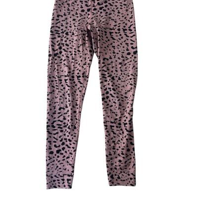 Beach Riot Sport Legging Pink Leopard Print High Waist Size Large Active Workout