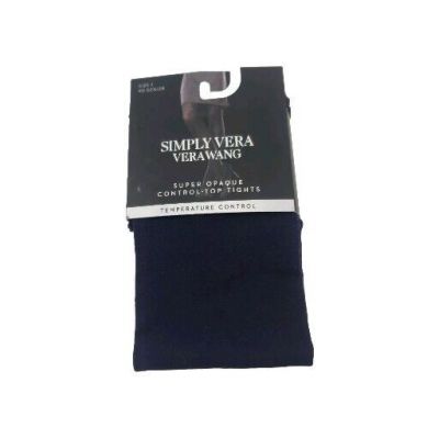 New Simply Vera Wang Sz 1 NAVY BLUE Tights Control Top Essential Super Opaque