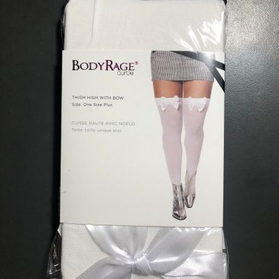 Body Rage White Thigh High with Bow, One Size Plus **