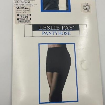 Leslie Fay PantyHose Vintage Light Support Tummy Control  507 Black PET/MED