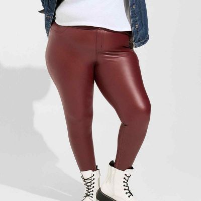 Torrid Faux Leather Pull On Leggings Maroon Size L